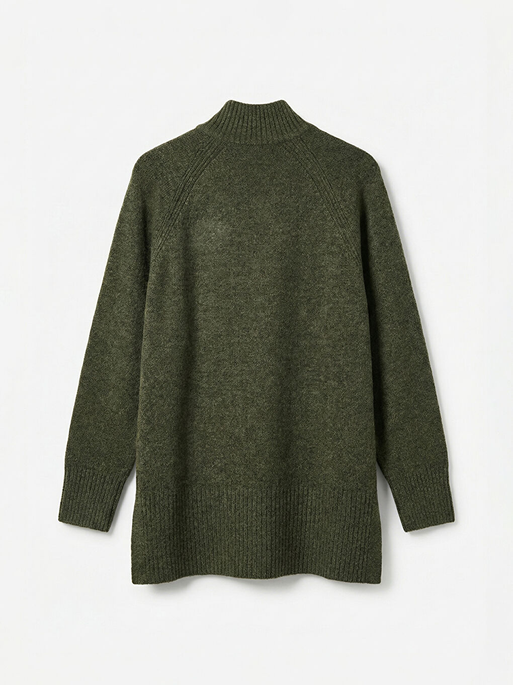 Haki Balıkçı Yaka Oversize Kadın Triko Tunik-1