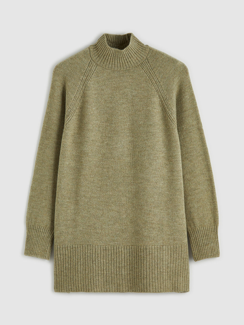 Yeşil Balıkçı Yaka Oversize Kadın Triko Tunik-4