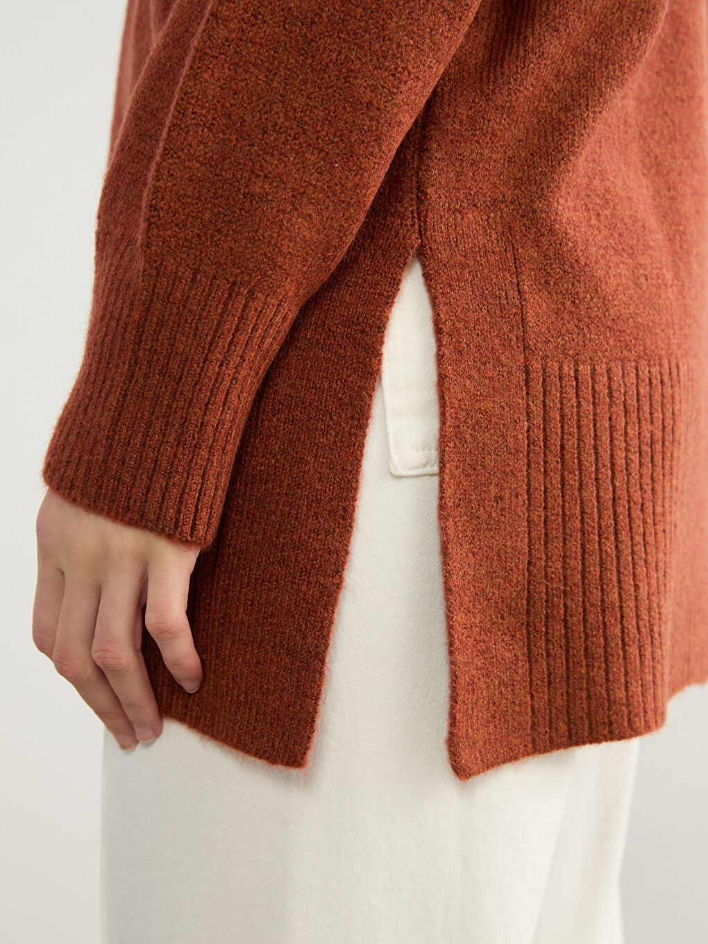 Women's Oversized Knit Tunic with a Turtleneck-3