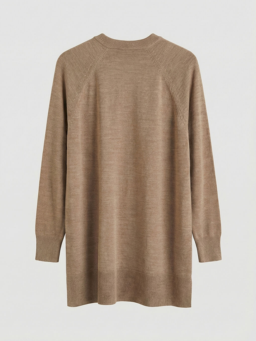 Bej Bisiklet Yaka Kadın Triko Tunik-5