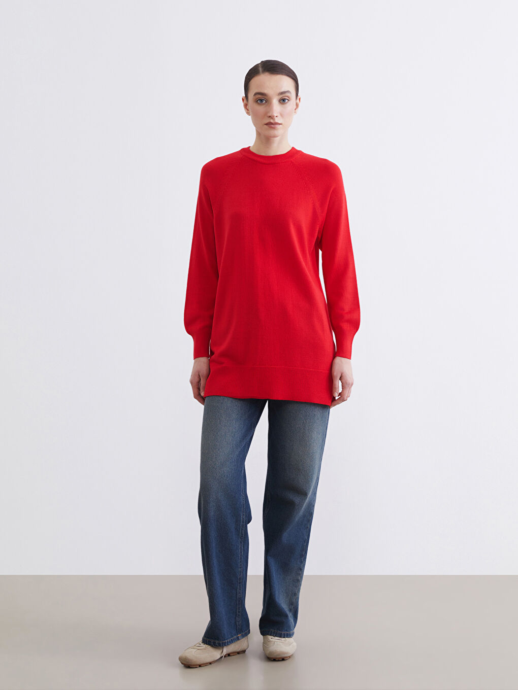 Women's Crew Neck Knit Tunic-1