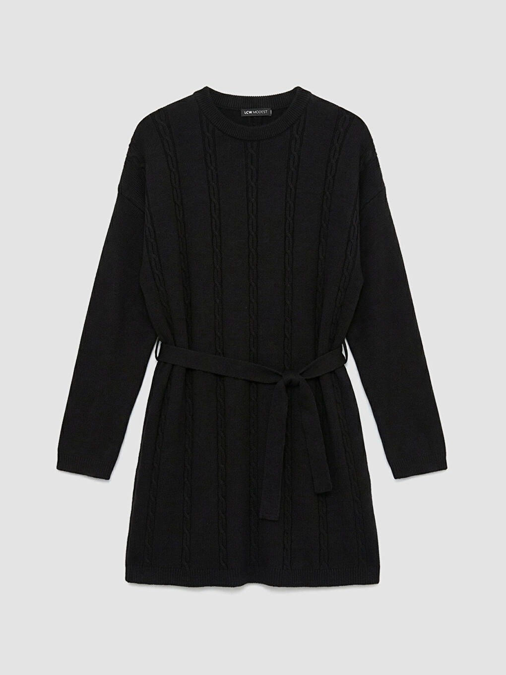 Siyah Kendinden Desenli Kadın Triko Tunik-4