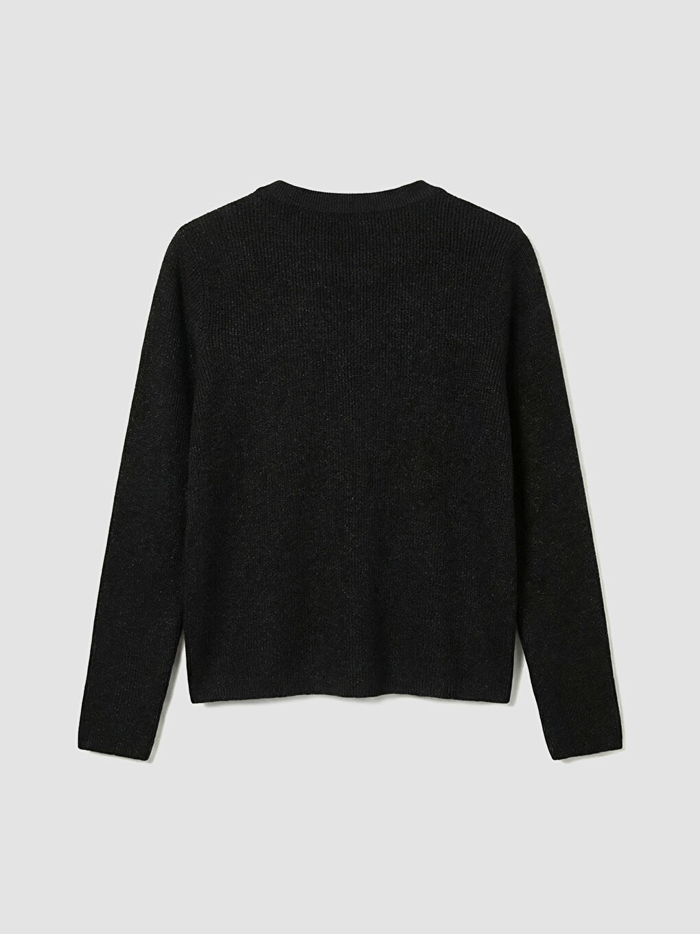 Siyah Bisiklet Yaka Kadın Triko Hırka-1