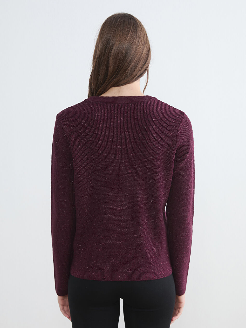 Bordo Bisiklet Yaka Kadın Triko Hırka-3