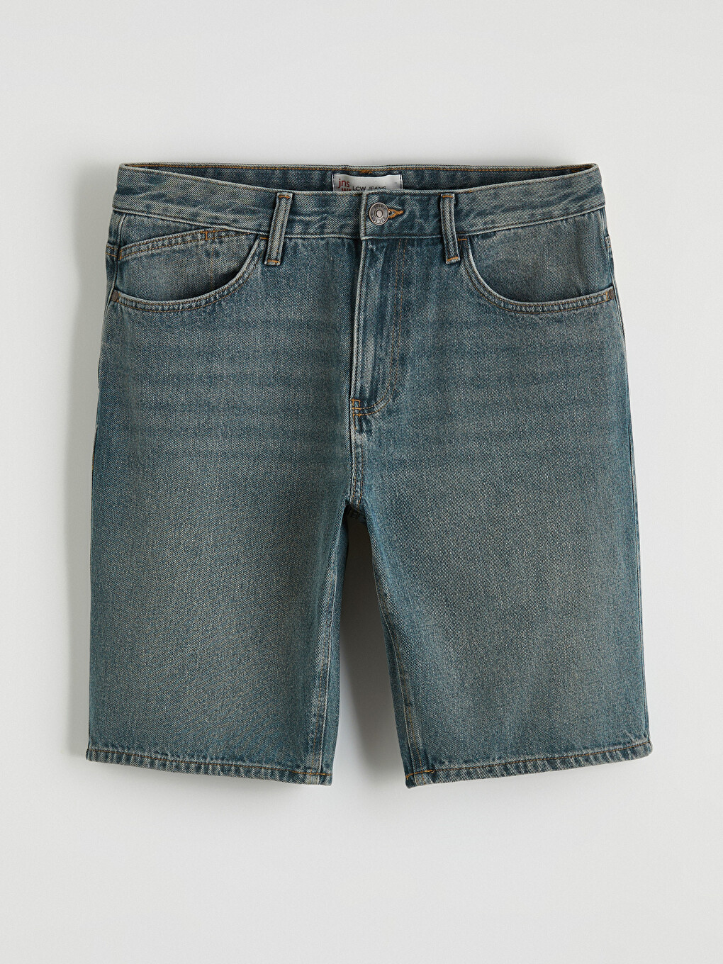 Man Green Denim Shorts-3