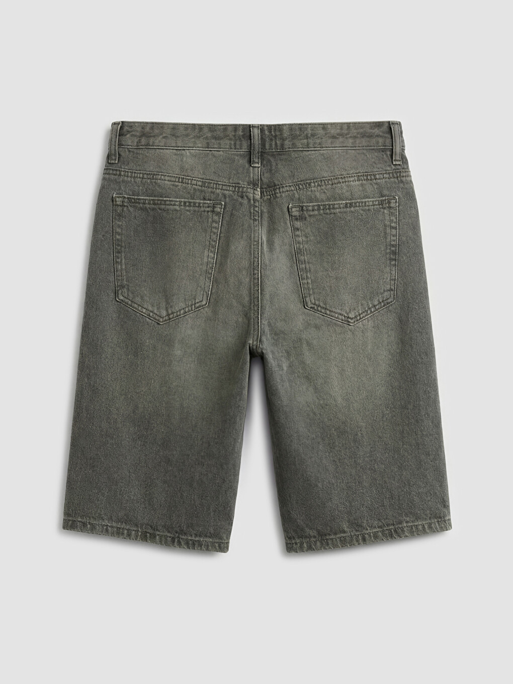 Man Green Denim Shorts-4