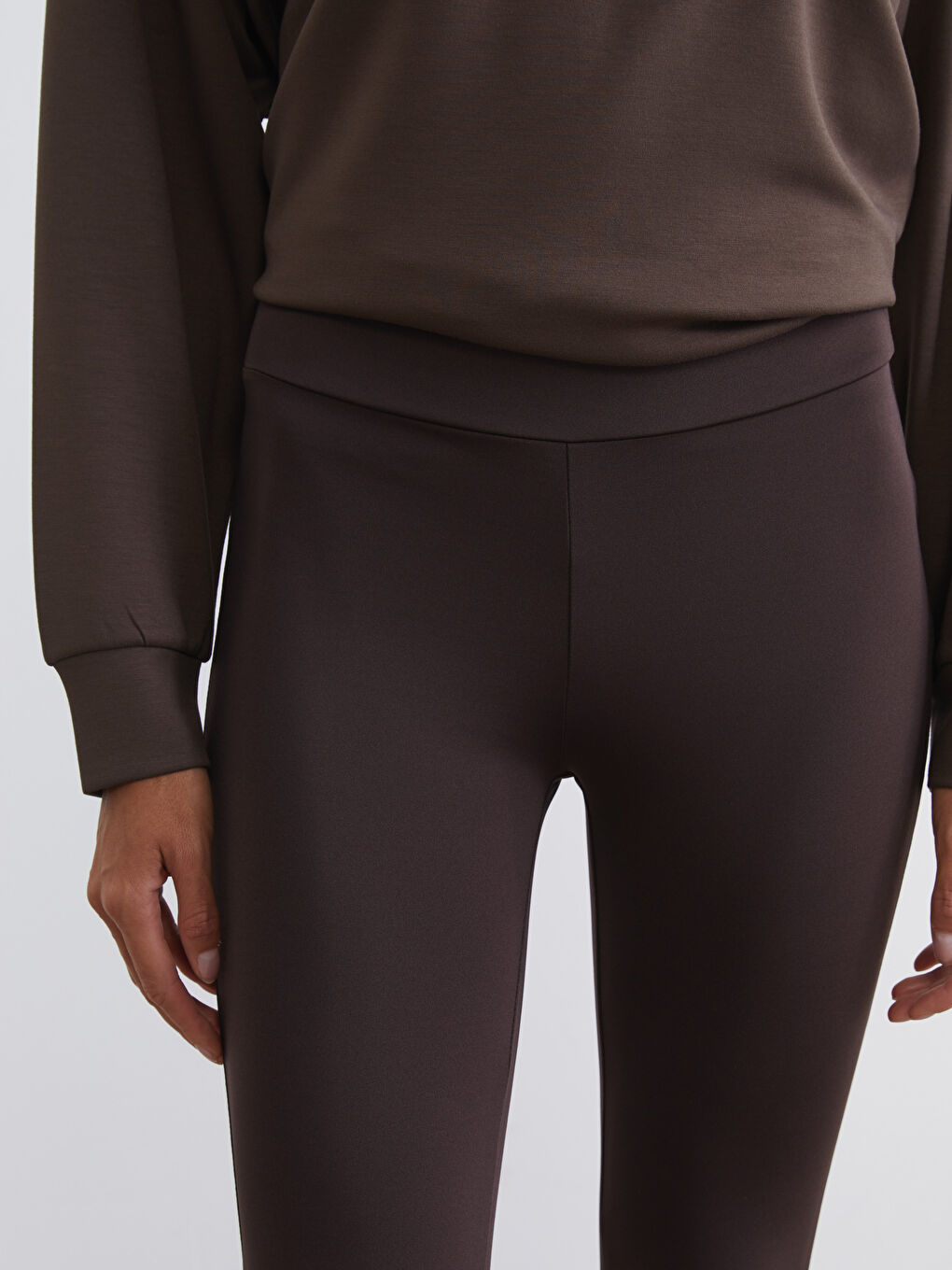 Kahverengi Yüksek Bel Kadın Tayt-2