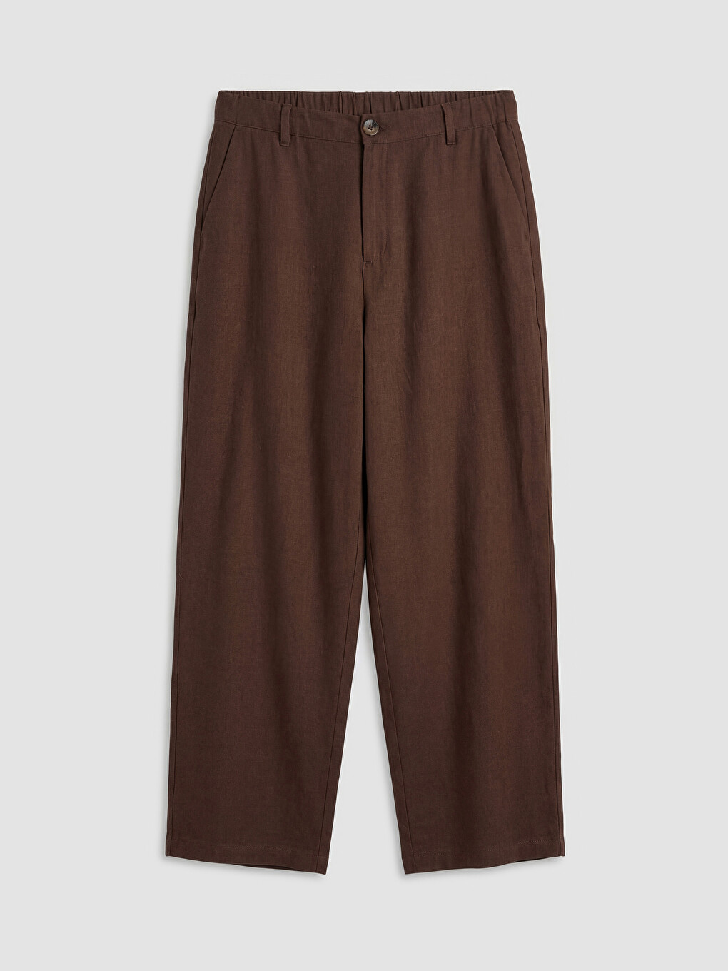 Elastic Waist Linen Blend Women's Trousers-8
