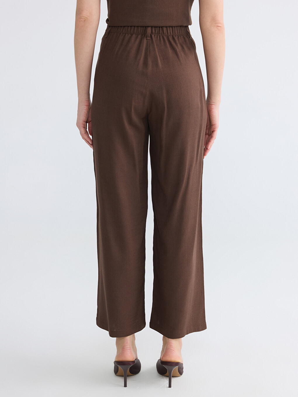 Elastic Waist Linen Blend Women's Trousers-7