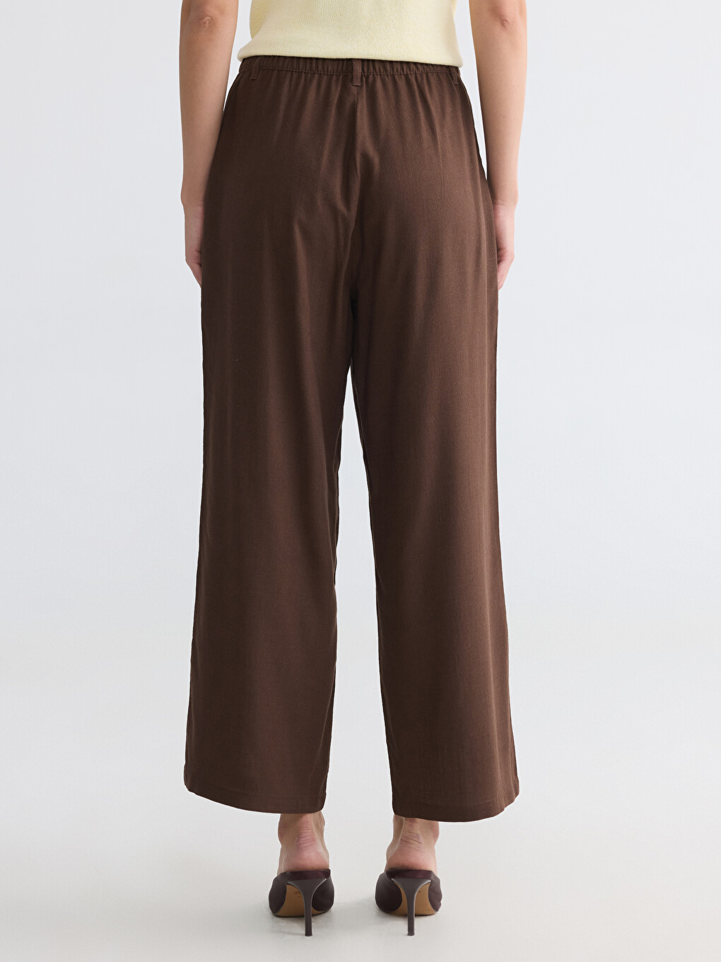 Elastic Waist Linen Blend Women's Trousers-6