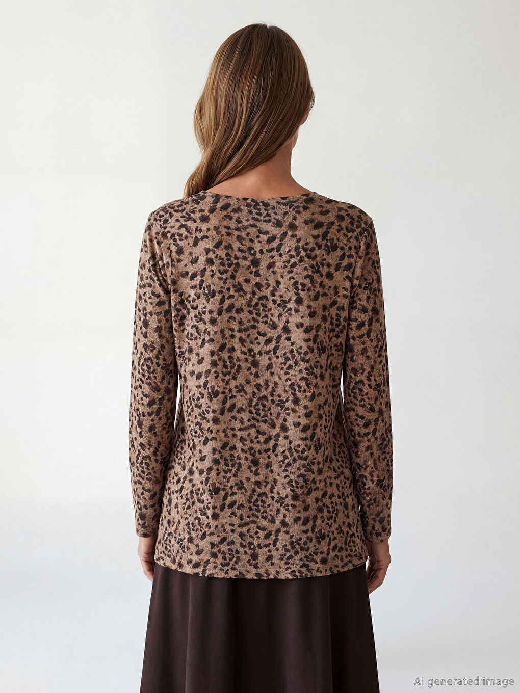 Leopard Print Blouse with a Crew Neck-3