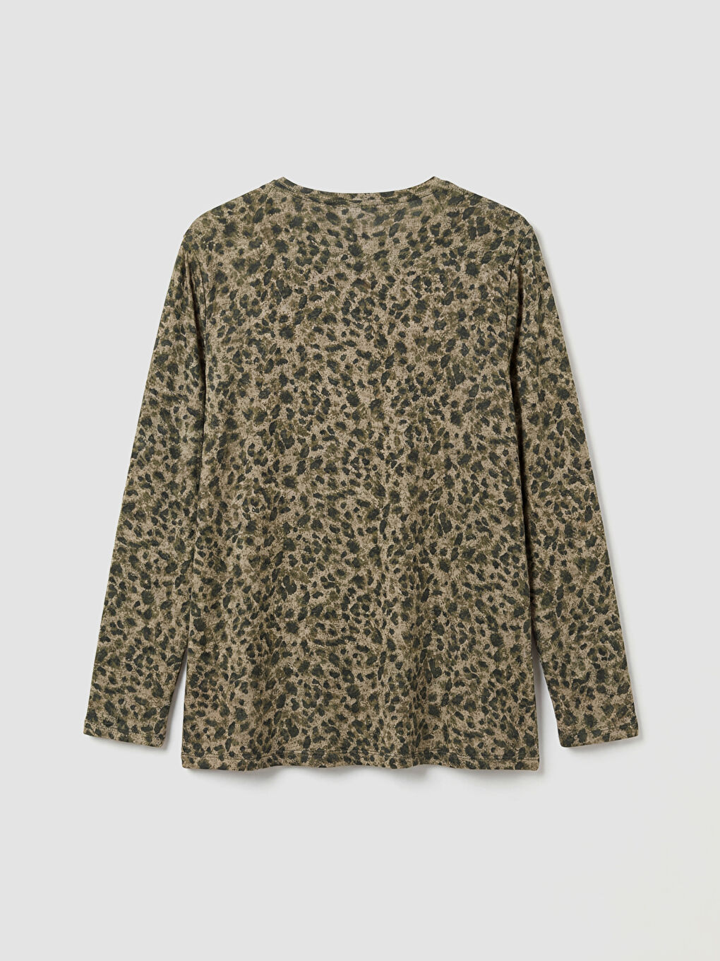 Haki Bisiklet Yaka Desenli Kadın Tişört		
-1