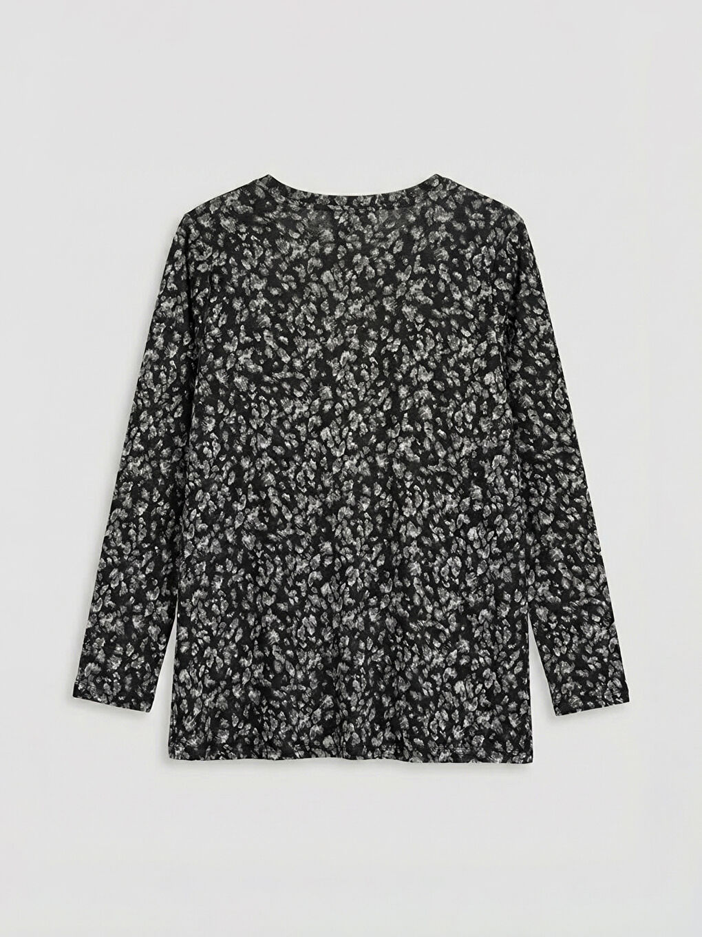 Siyah Bisiklet Yaka Desenli Bluz-1