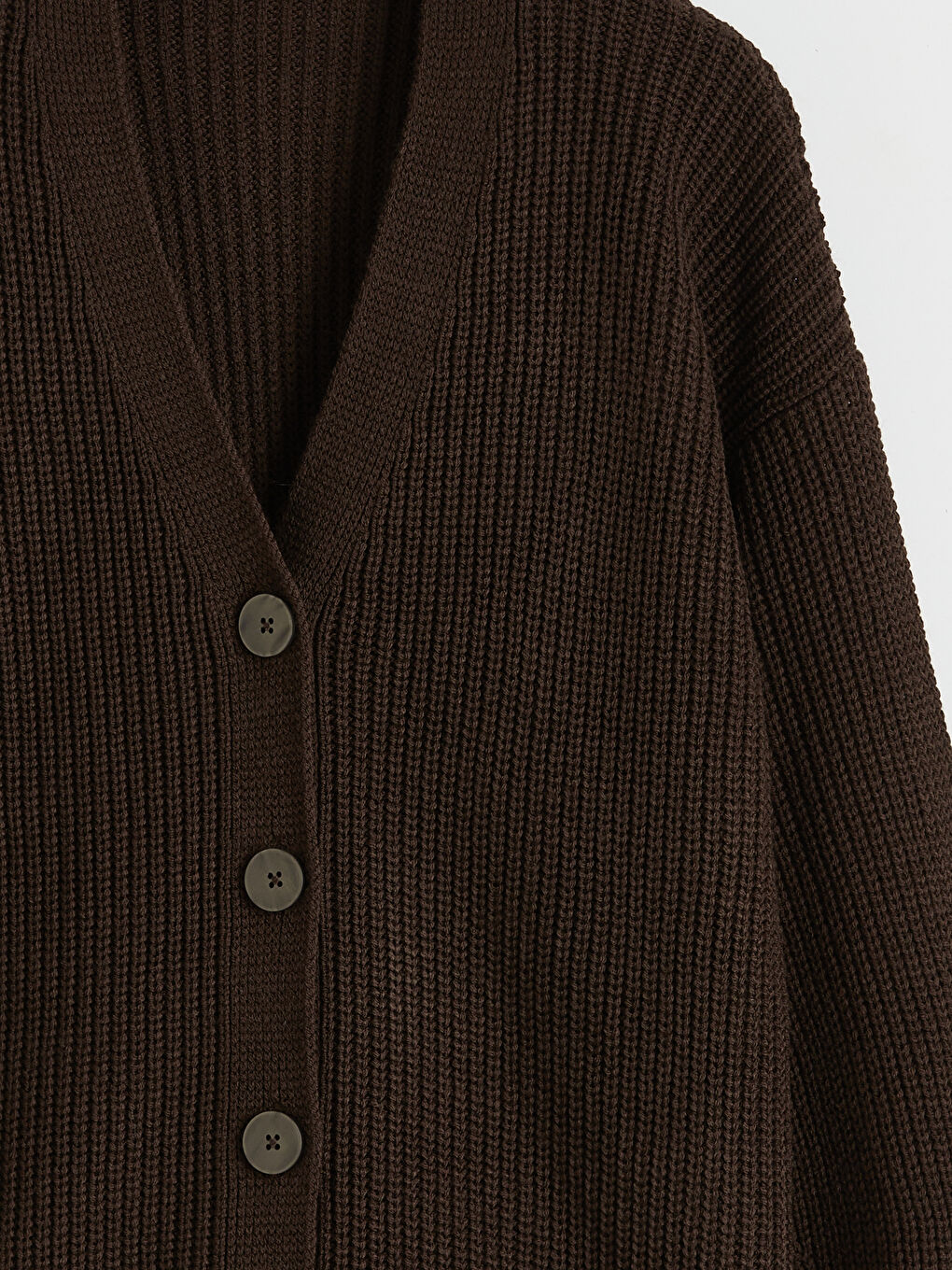 Kahverengi V Yaka Kadın Triko Hırka	-1