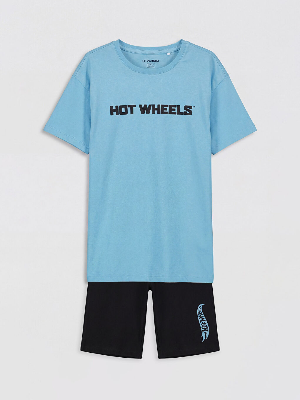 Mavi Erkek Çocuk Hot Wheels Baskılı Şortlu Pijama Takımı-1
