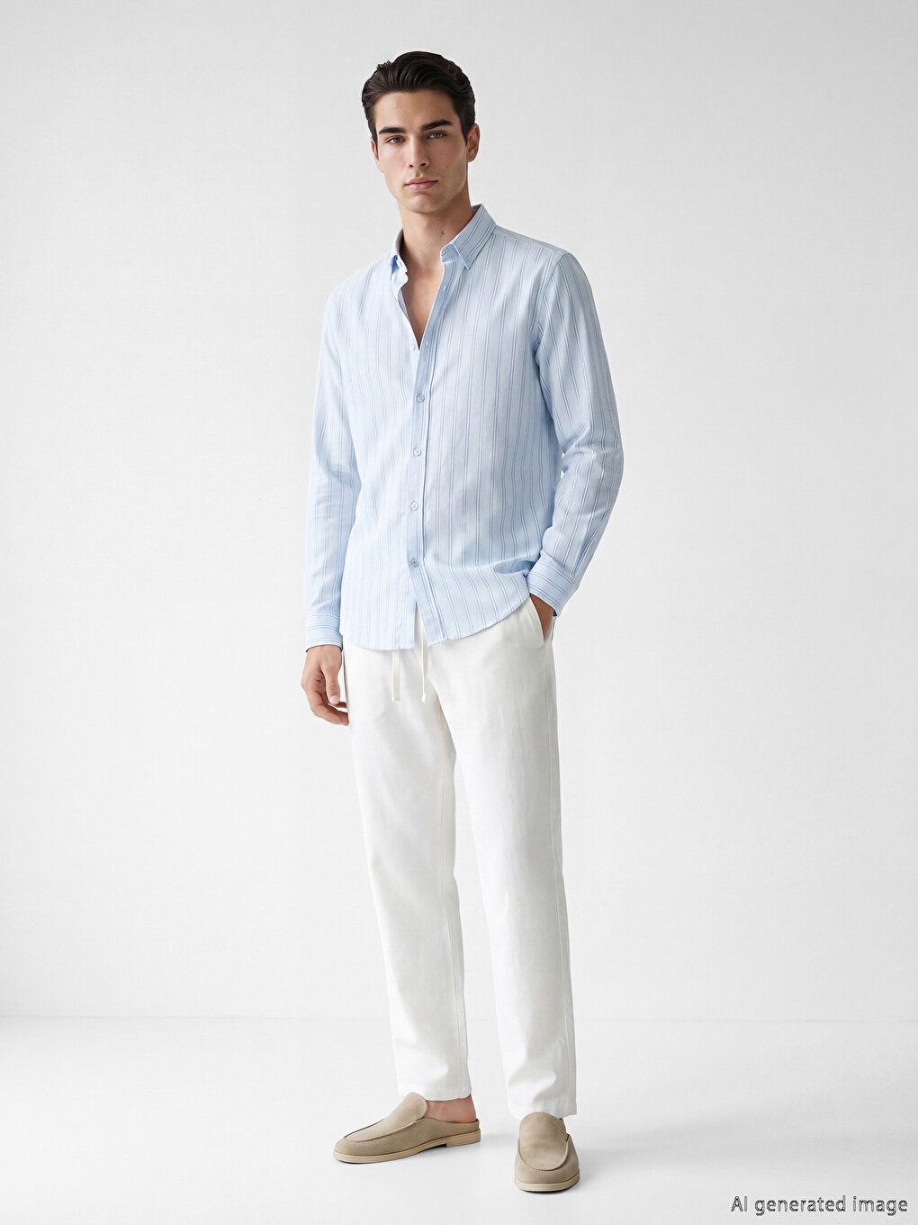 Regular Fit Striped Poplin Men's Shirt-1