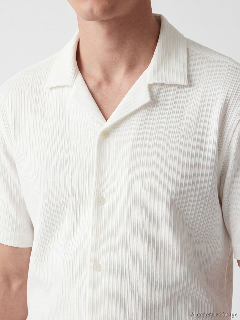 Beyaz Regular Fit Erkek Dokulu Gömlek-2