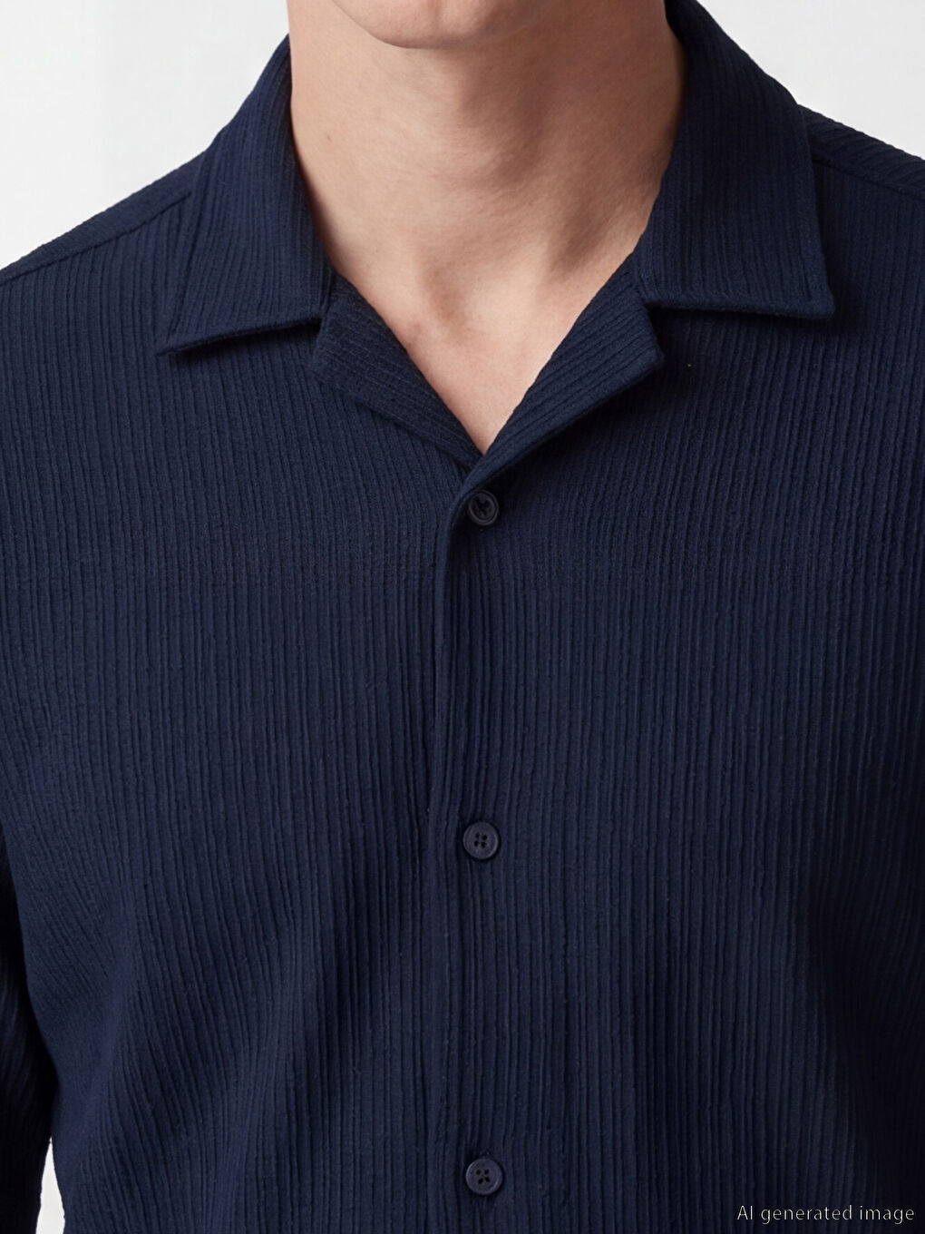 Lacivert Regular Fit Erkek Dokulu Gömlek-2