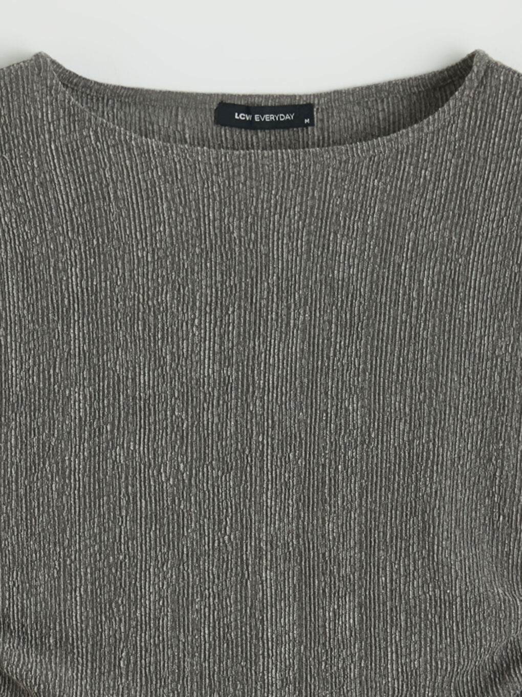 Crew Neck Ruched Textured Blouse-1