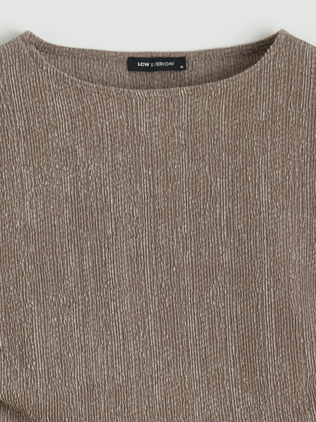 Crew Neck Ruched Textured Blouse-5