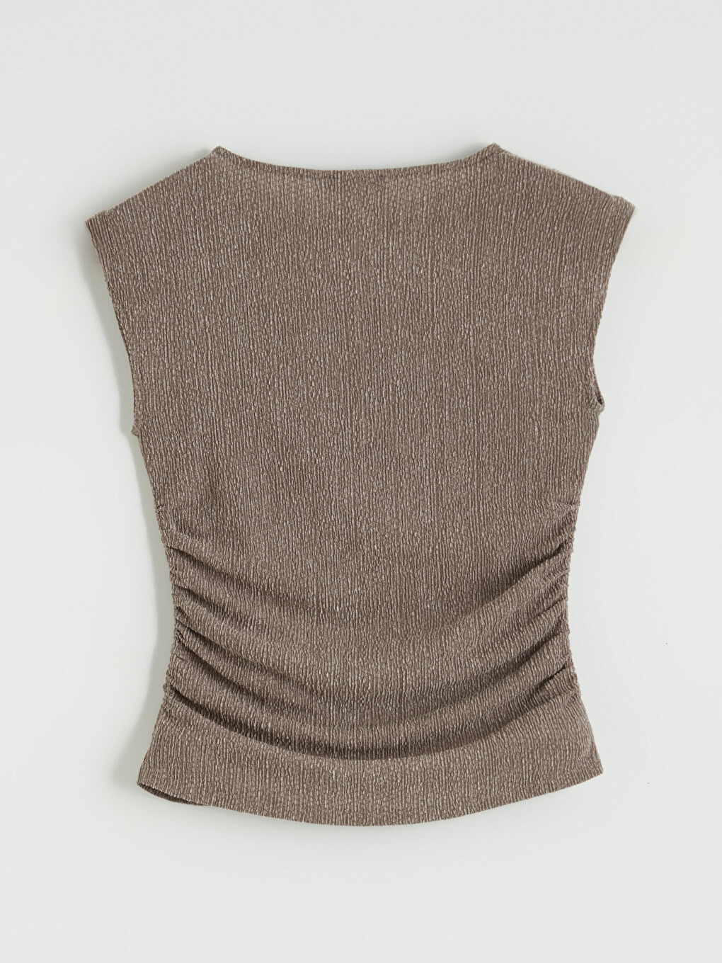Crew Neck Ruched Textured Blouse-6