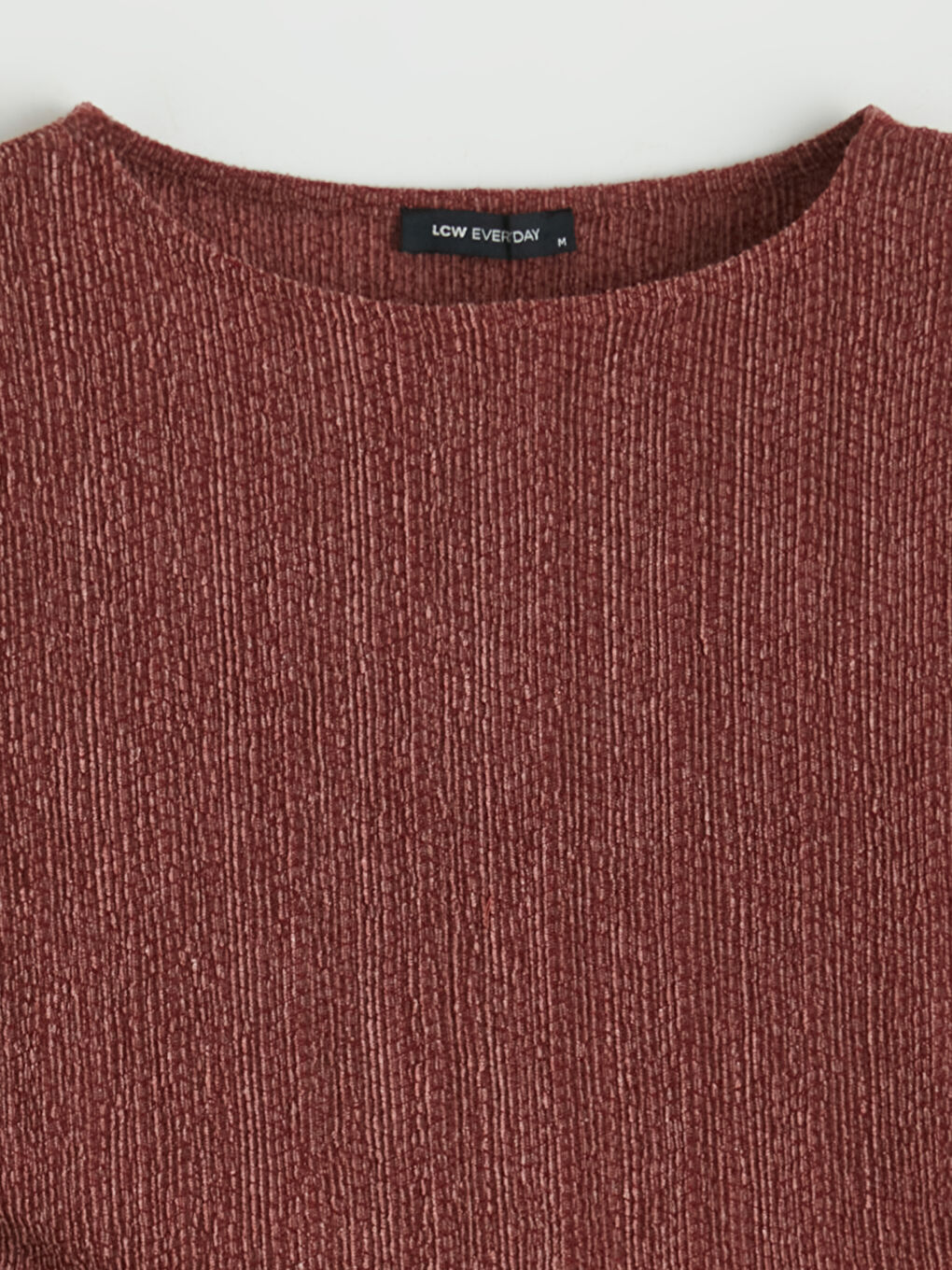 Crew Neck Ruched Textured Blouse-5
