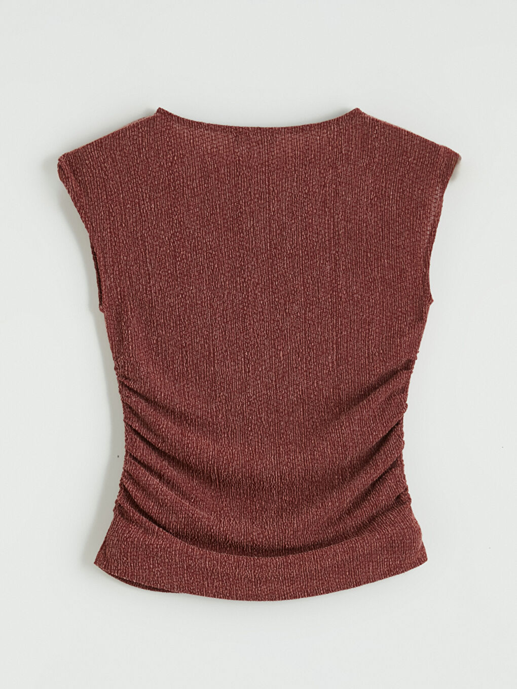 Crew Neck Ruched Textured Blouse-6