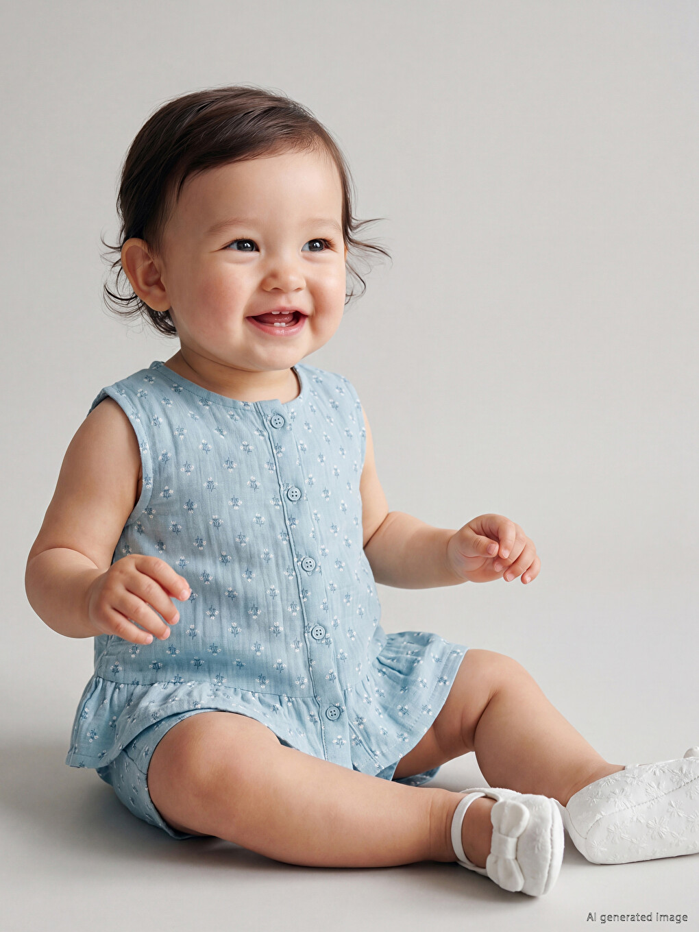 Chemise et Short en Mousseline à Motifs Floraux pour Bébé Fille