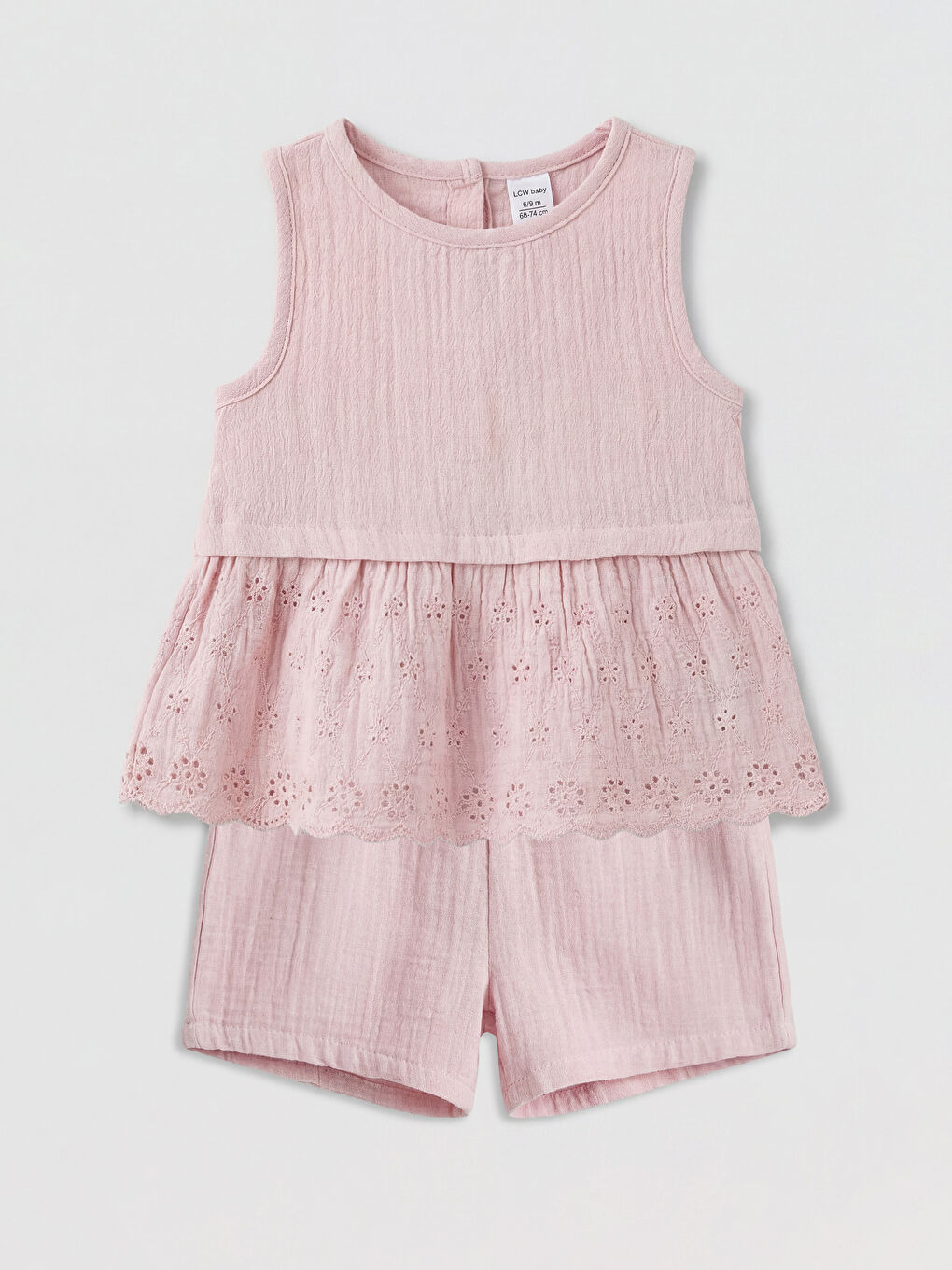 Pembe Fisto Detaylı Kız Bebek Müslin Bluz ve Şort