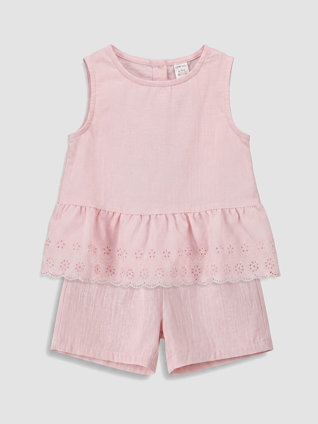 Pembe Fisto Detaylı Kız Bebek Müslin Bluz ve Şort