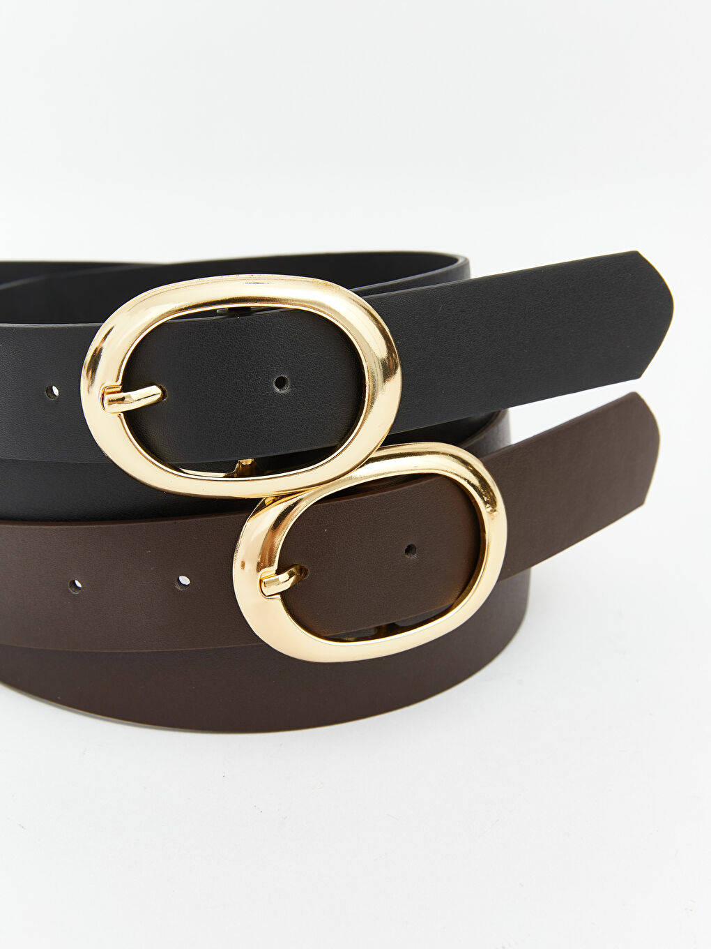 Kahverengi Deri Görünümlü Kadın Kemer 2'li-1