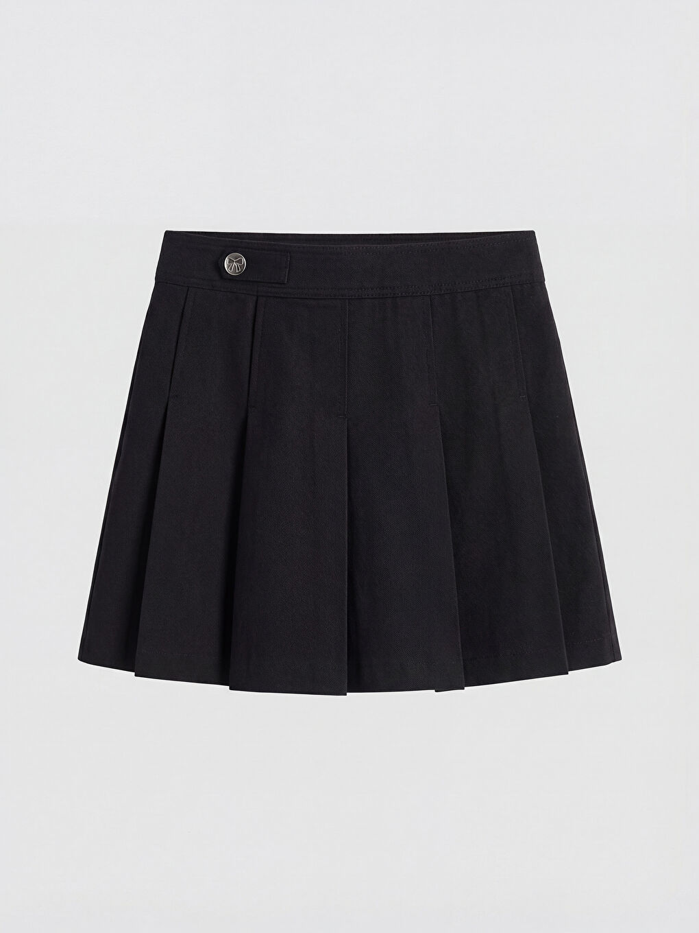 Siyah Pileli Kız Çocuk Gabardin Şort Etek