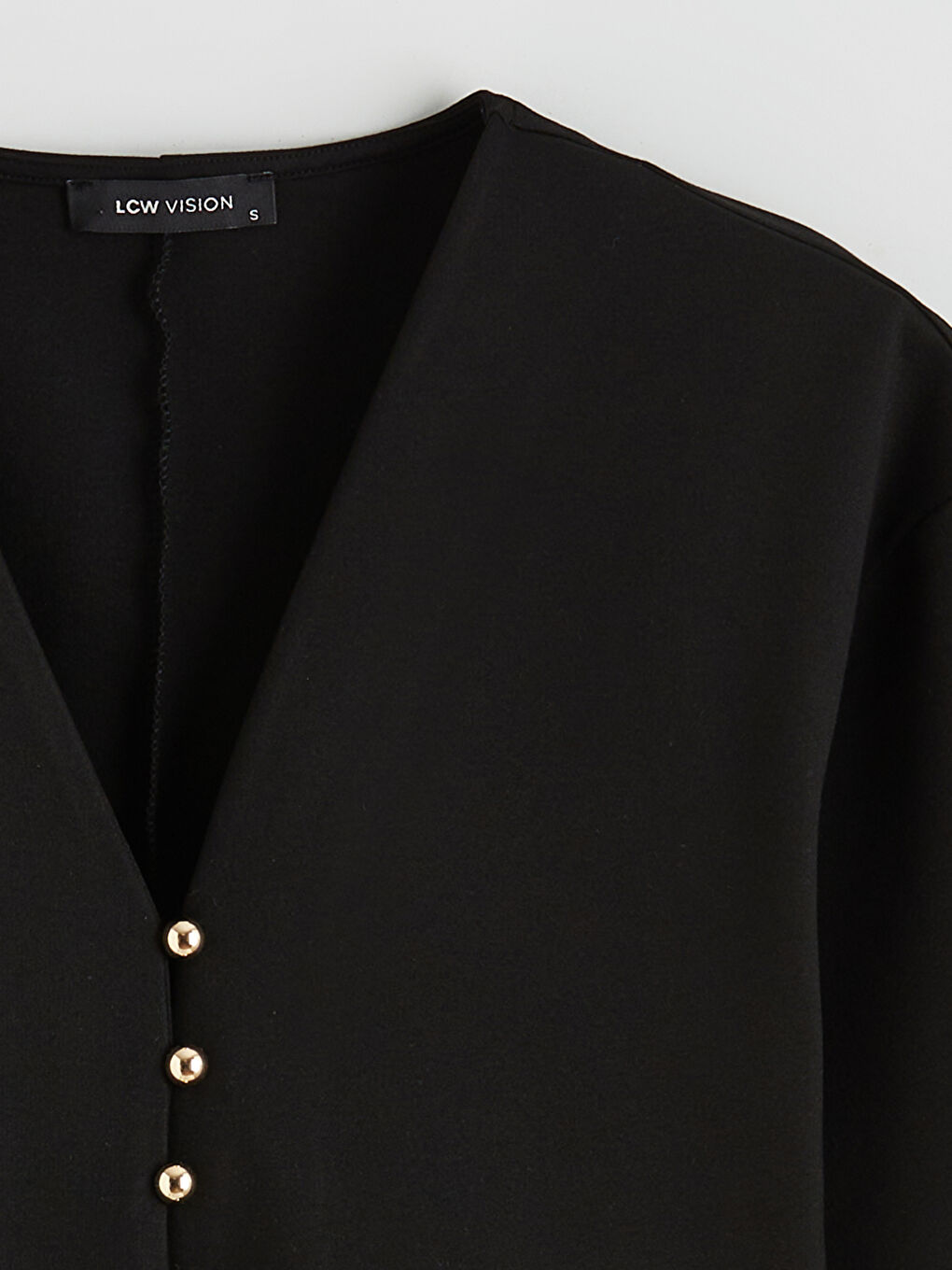 Siyah V Yaka Peplum Kadın Hırka-5