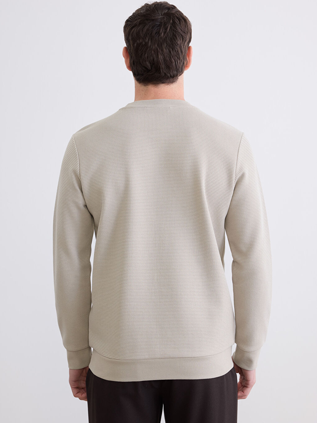 Gri Bisiklet Yaka Erkek Sweatshirt-4