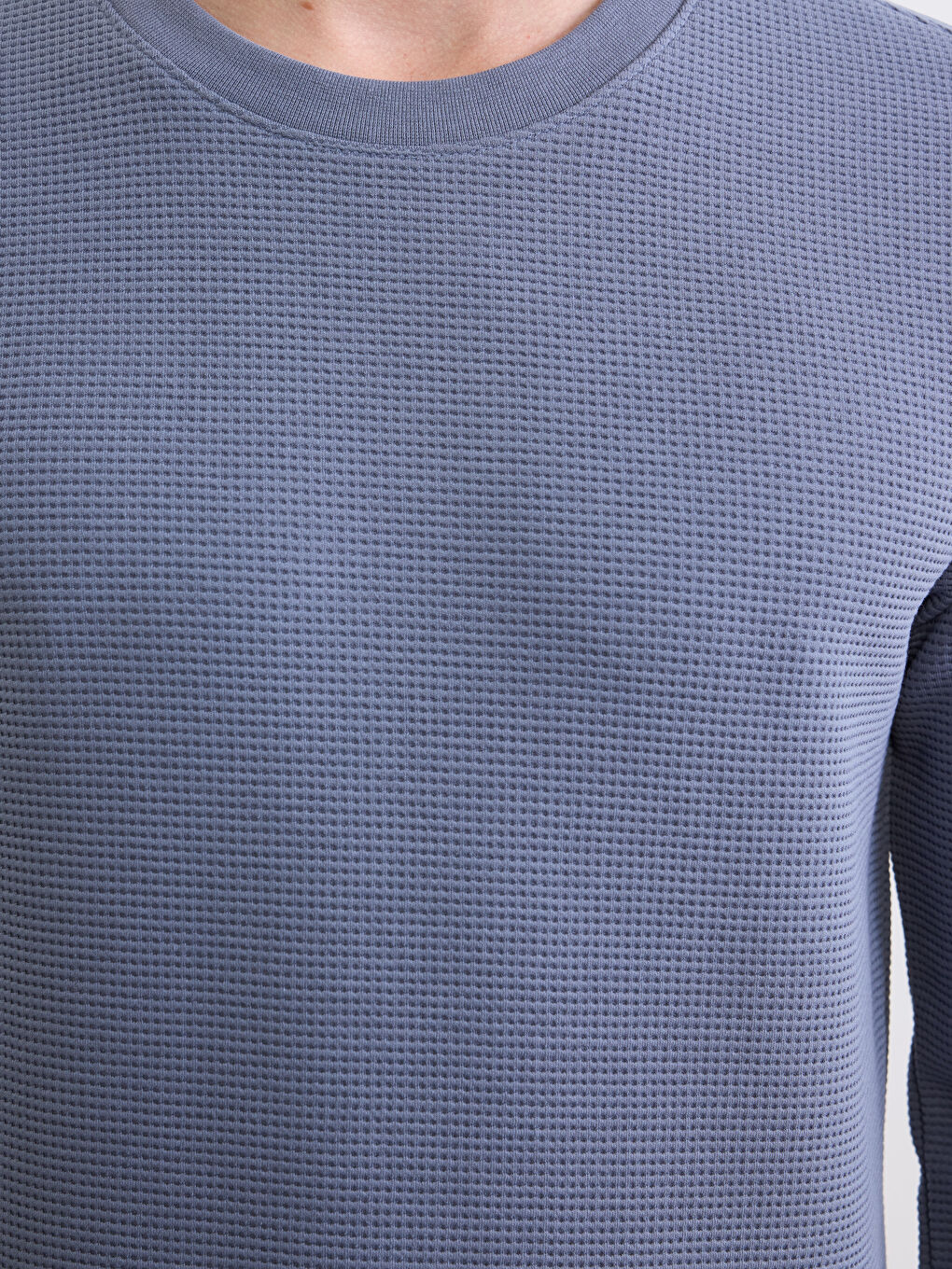 İndigo Bisiklet Yaka Erkek Sweatshirt-3