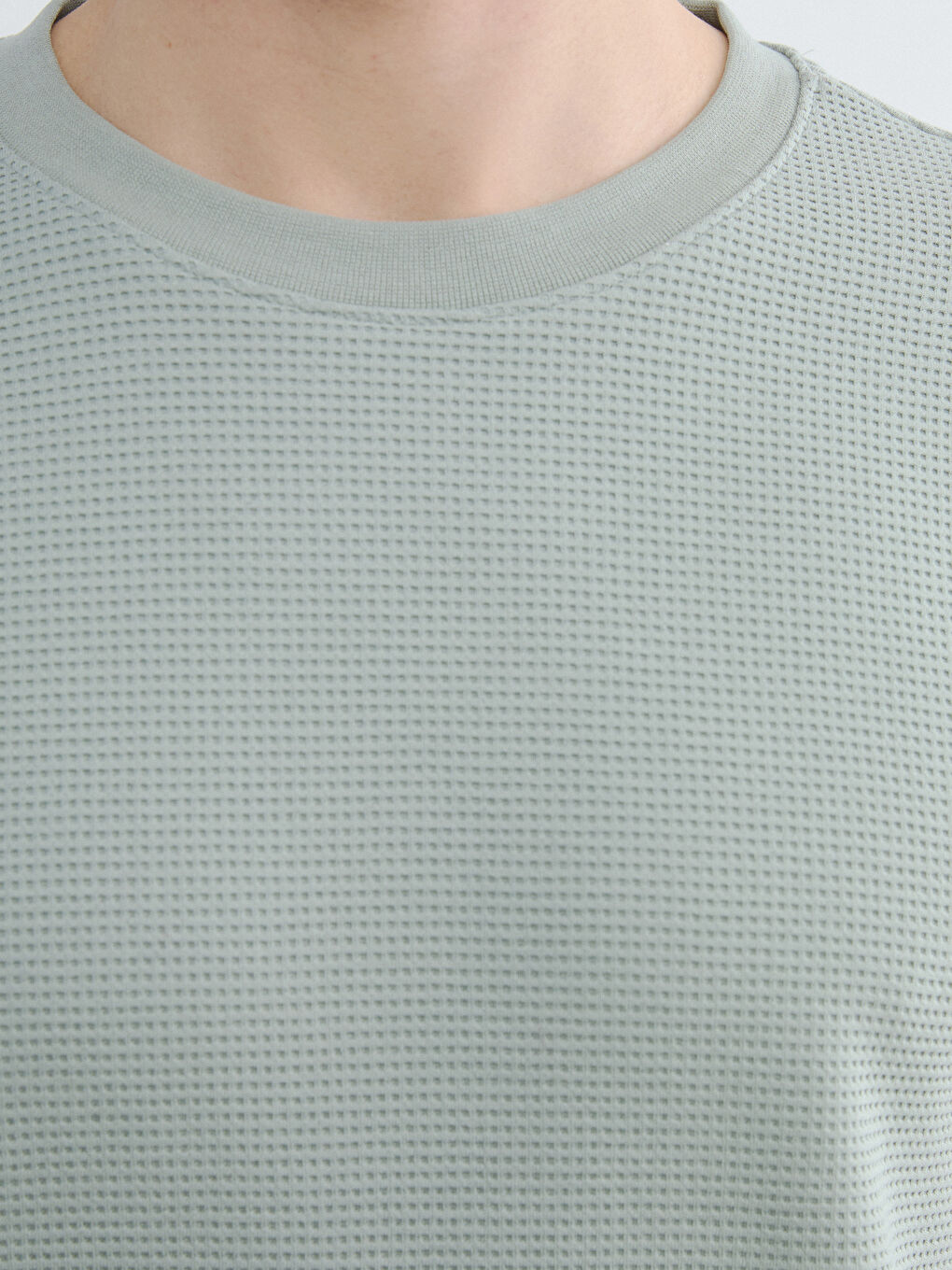 Yeşil Bisiklet Yaka Erkek Sweatshirt-3