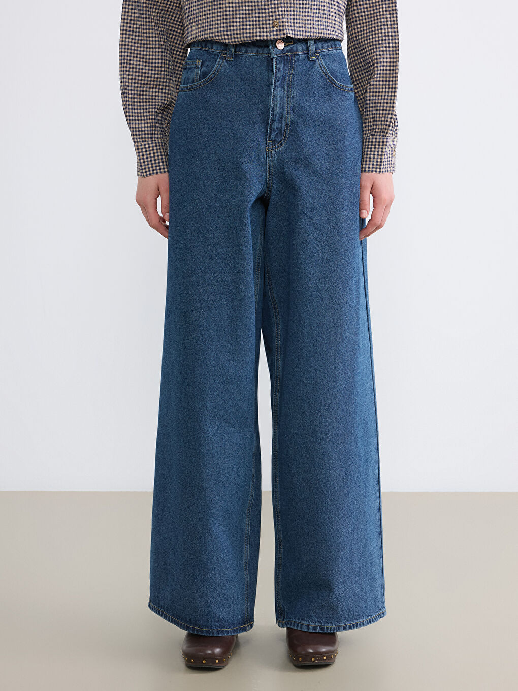 İndigo Baggy Fit Kadın Jean Pantolon-1