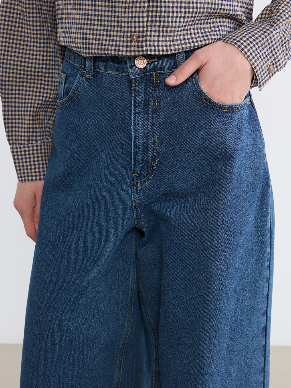 İndigo Baggy Fit Kadın Jean Pantolon-2