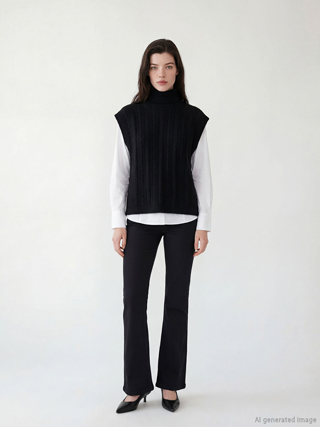 Žena CRNA Prsluk od pletiva-1