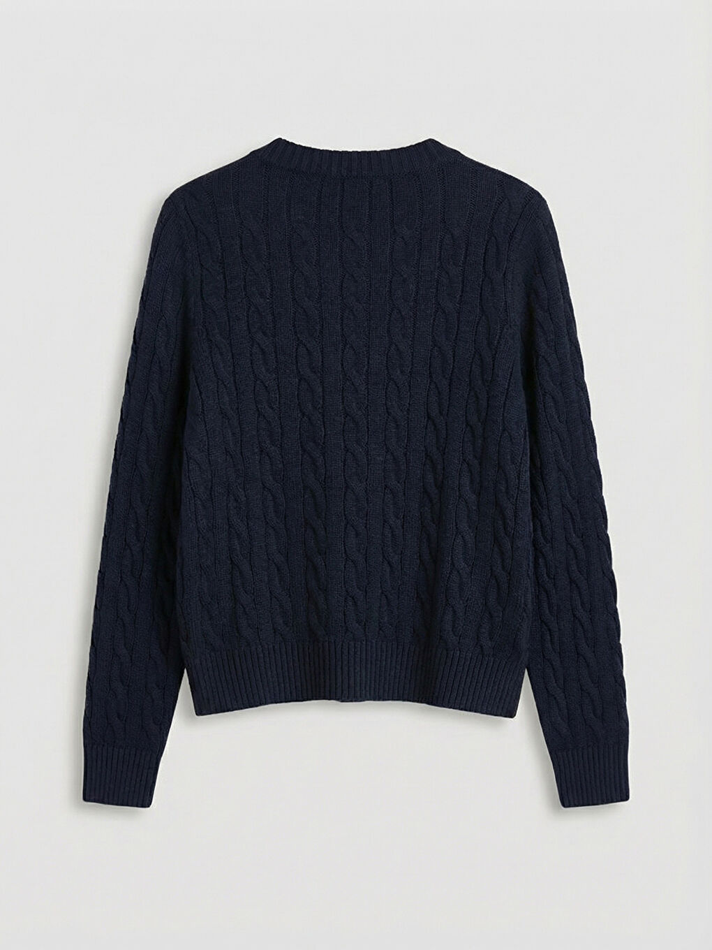 Lacivert Bisiklet Yaka Desenli Kadın Triko Hırka	-1