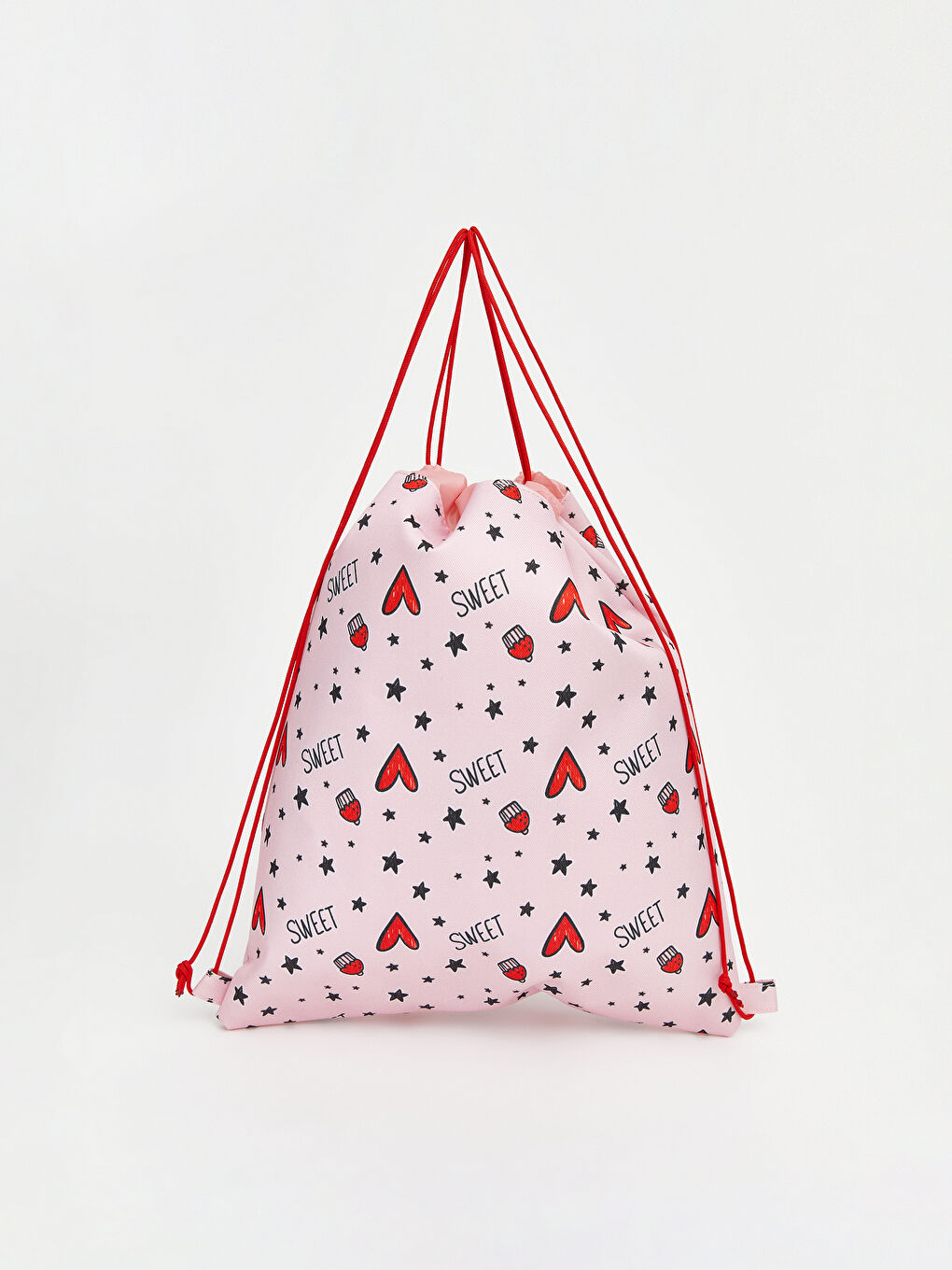 Pembe Baskılı Büzgülü Kız Çocuk Sırt Çantası-1