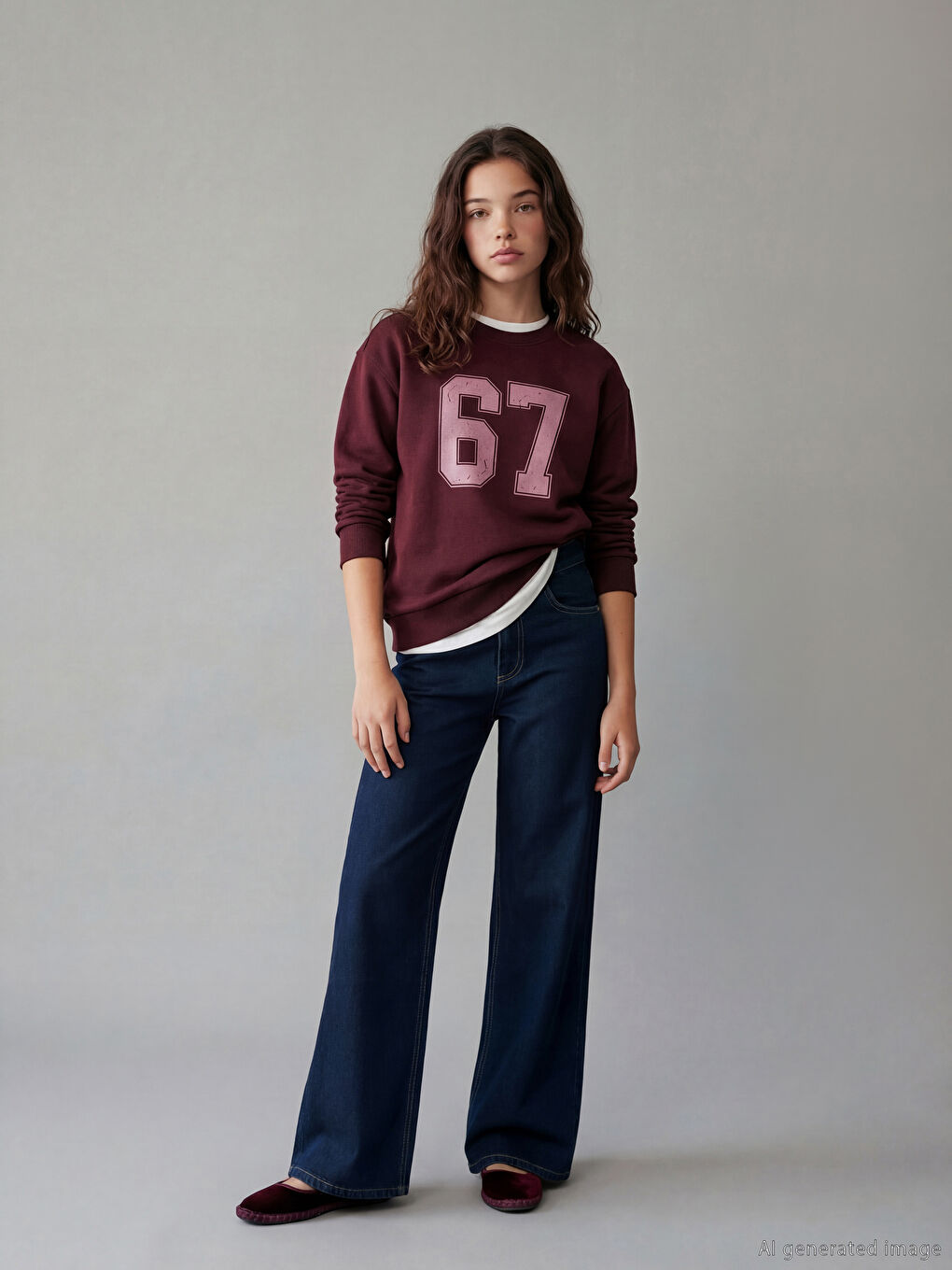 გოგონების ფართოფეხა ჯინსი