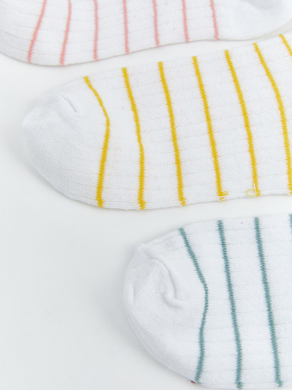 Lila Çizgili Kadın Patik Çorap 3'lü-1