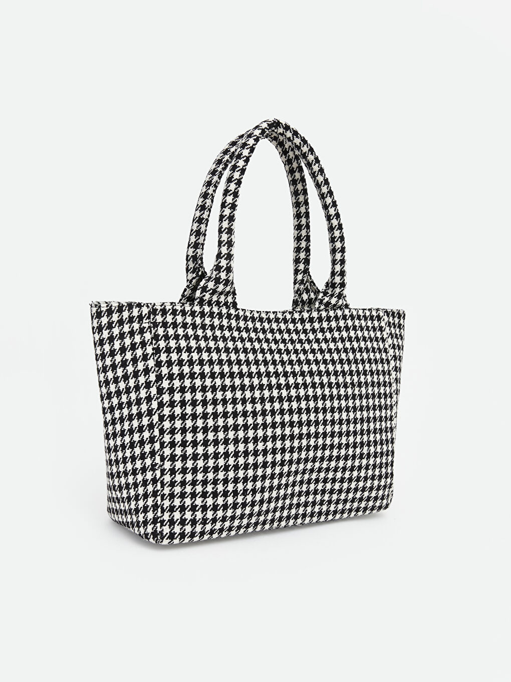 Siyah Kazayağı Desenli Kadın Kol Çantası-1