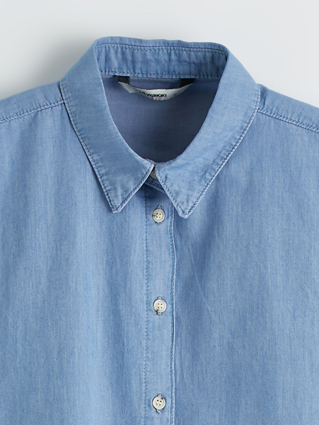 İndigo Gömlek Yaka Oversize Kadın Jean Tunik-5