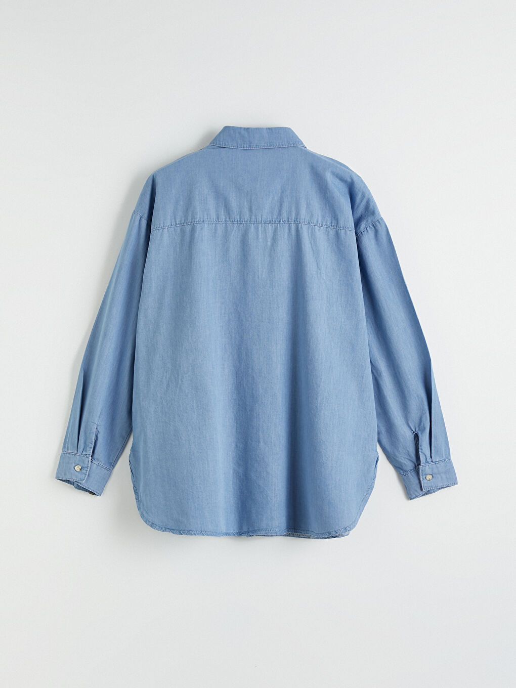 İndigo Gömlek Yaka Oversize Kadın Jean Tunik-6