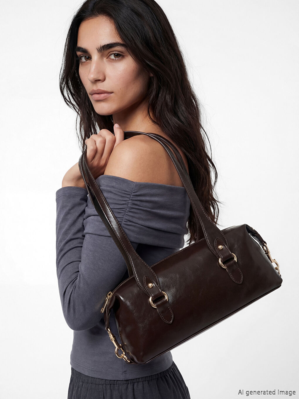 Sac d'épaule aspect cuir pour femme