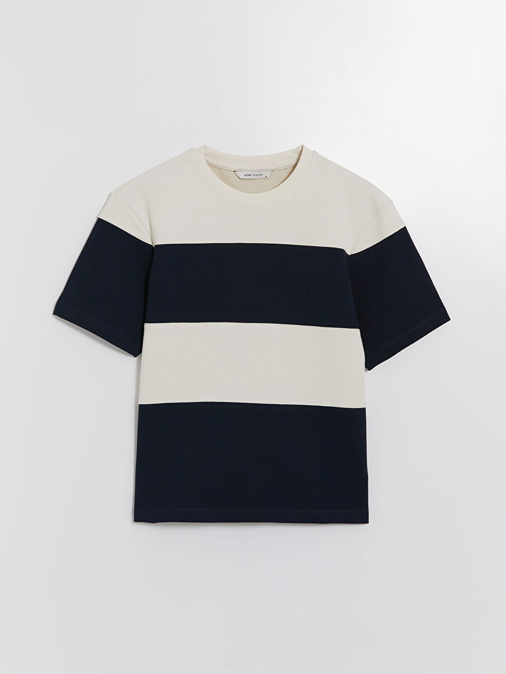 Lacivert Bisiklet Yaka Renk Bloklu Erkek Tişört