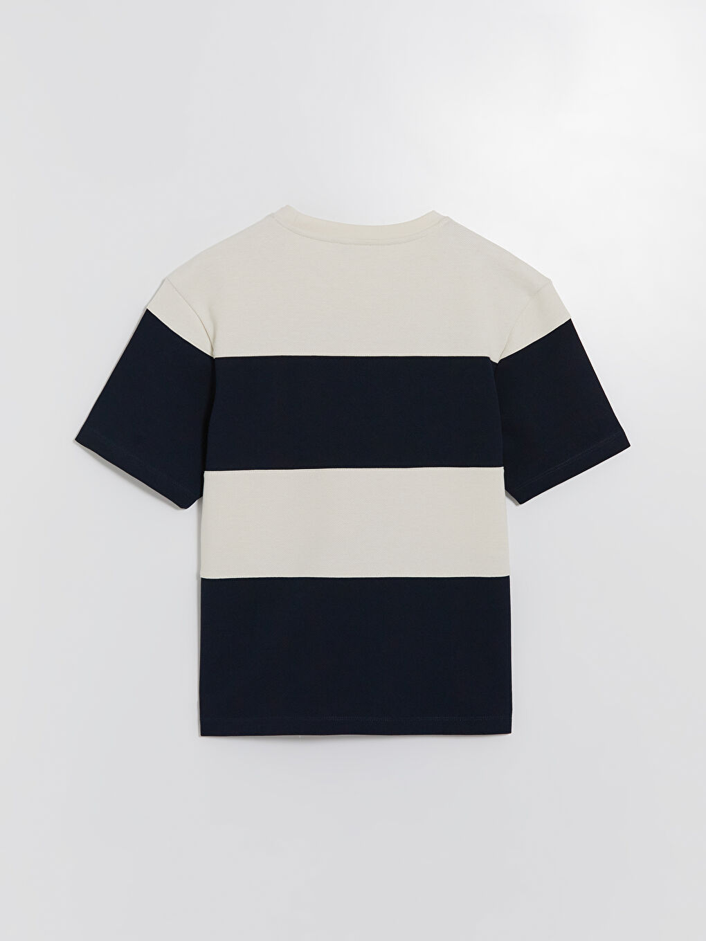 Lacivert Bisiklet Yaka Renk Bloklu Erkek Tişört-1