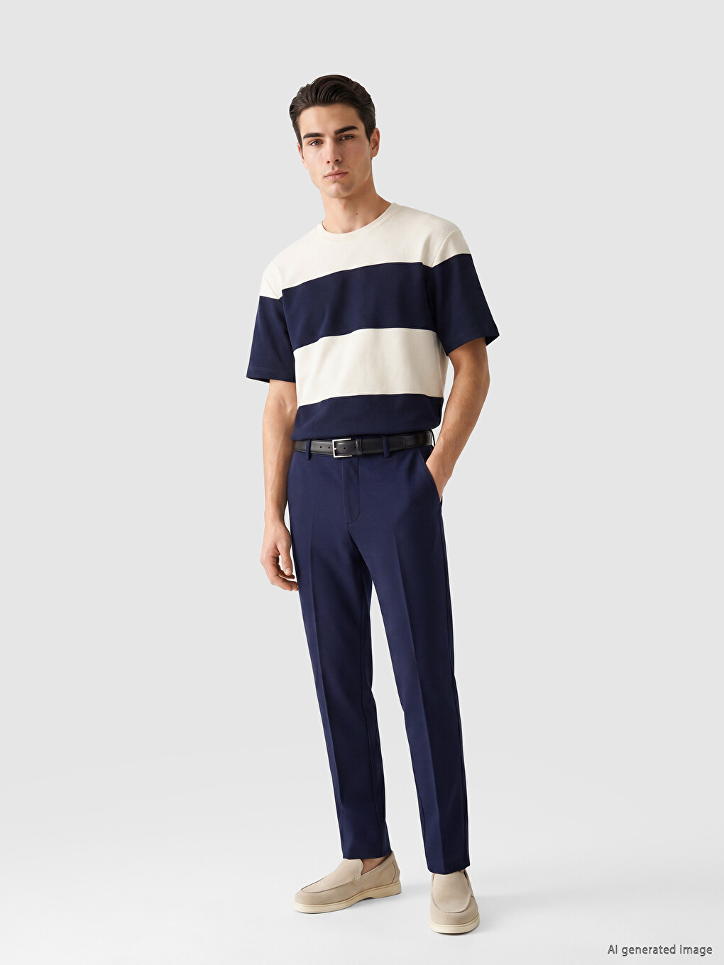 Crew Neck Color Block Men's T-Shirt-1